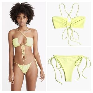 Madewell Jade Swim Livi convertible top Lana string bottom S/M like new yellow